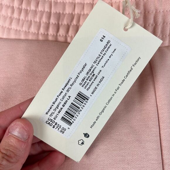 Pact Courtside Fleece Split Ankle Wide Leg Sweatpants Blush Posey Women's L NWT - Picture 3 of 9